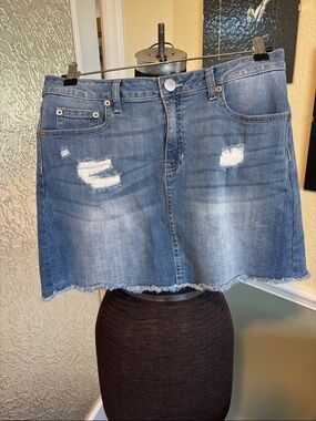 NOBO Blue Distressed Denim Mini Skirt NWOT size 13